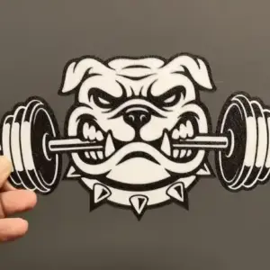 American bully with dumbbell (plate wall art)