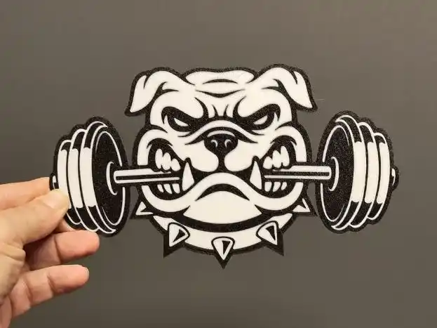American bully with dumbbell (plate wall art)