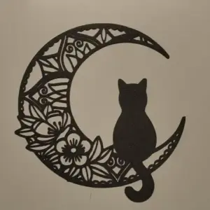 Cat and moon trival wall art