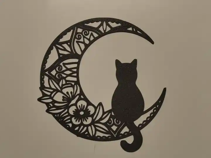 Cat and moon trival wall art