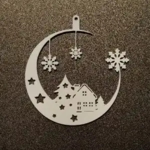 Christmas house and moon