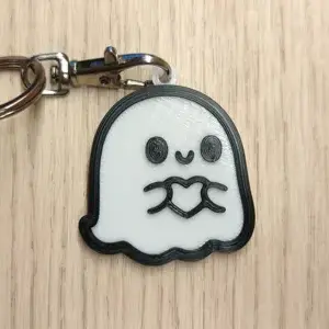 Cute Ghost holding a heart Keychain