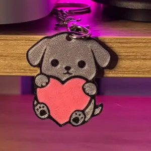Doggy Pendant Keychain with a Heart