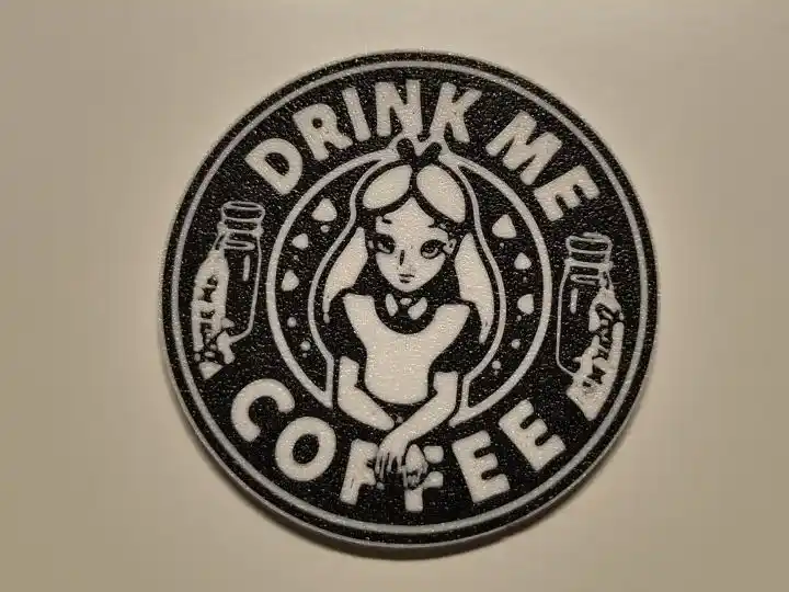 Drink me coffee plate and coaster (110mm)