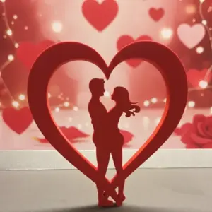 Heart and Couple Silhouette - Decoration or Sculpture
