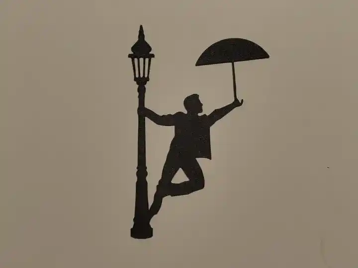 Man with umbrella wall art