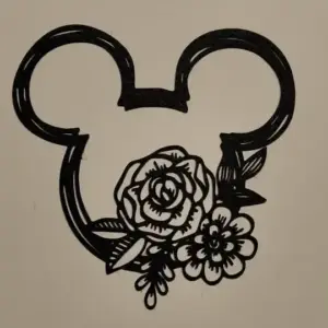 Mickey mouse and flowers wall art