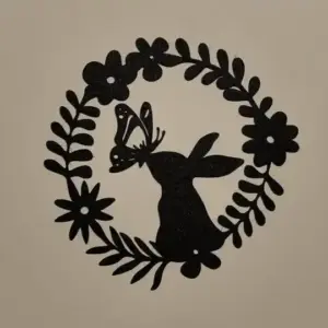 Rabbit and butterfly wall art