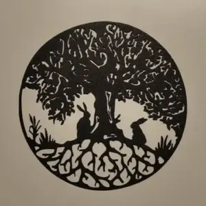 Rabbits and tree of life wall art
