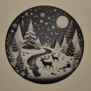 Reindeer in christmas landscape (hueforge)