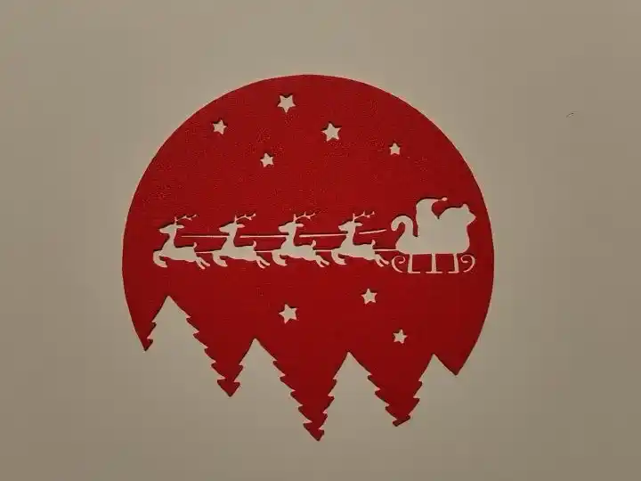 Santa claus sleigh over the trees (wall art)
