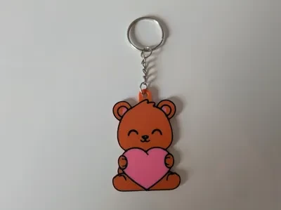 Teddy bear keychain with heart