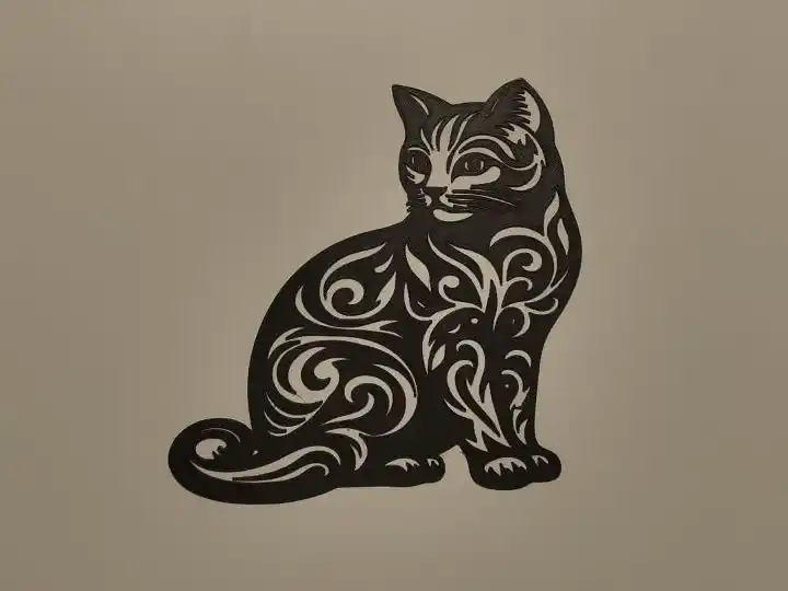 Tribal cat wall art