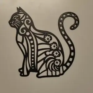 Tribal lowpoly cat wall art