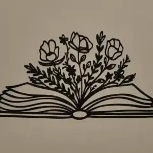 Book and flowers wall art