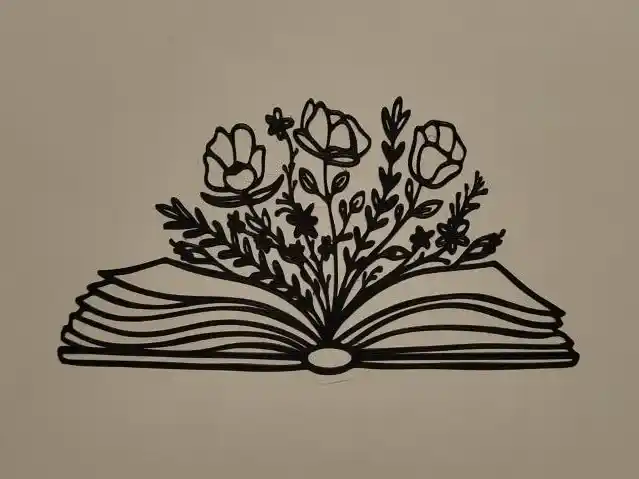 Book and flowers wall art