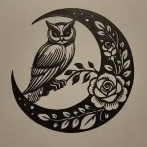 Buho and moon wall art