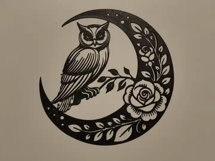 Buho and moon wall art