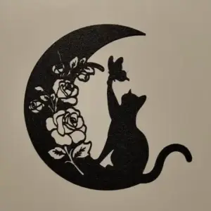Cat and butterfly silhouette wall art