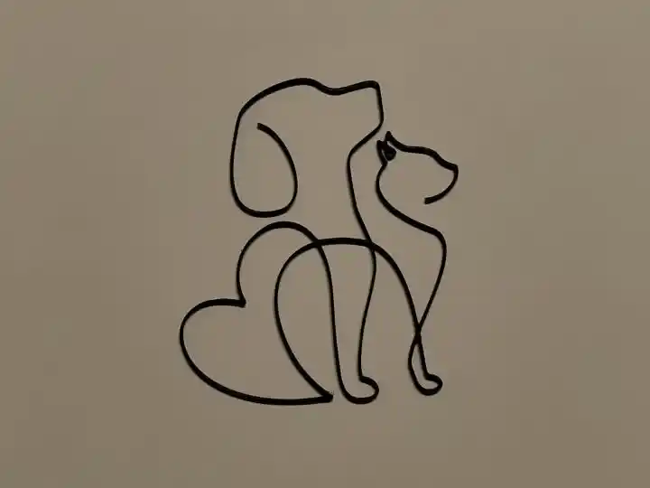 Cat and dog line art