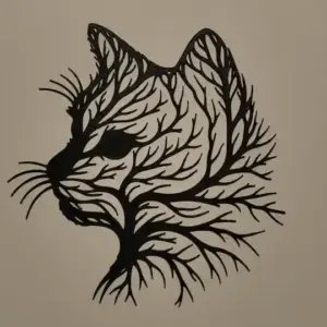 Cat head tree wall art
