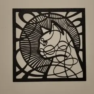 Cat line art in window