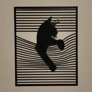 Cat peeking out wall art