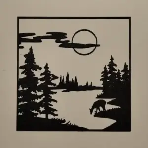 Deer in lake landscape