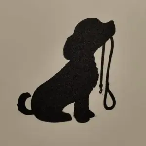Dog with its leash wall art