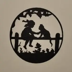 Girl and cat silhouette