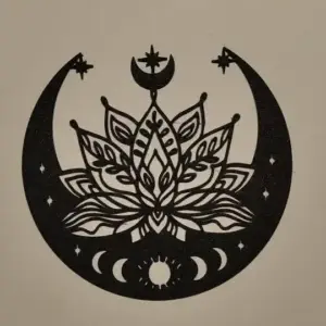 Lotus flower and moon