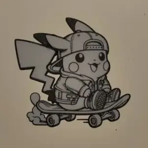 Pikachu on a skateboard