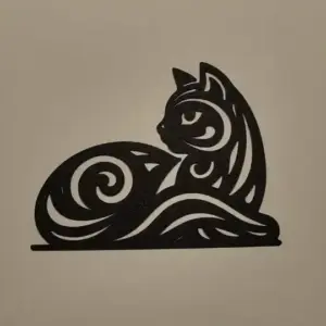 Tribal cat silhouette wall art