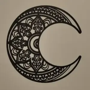 Tribal lotus flower on moon