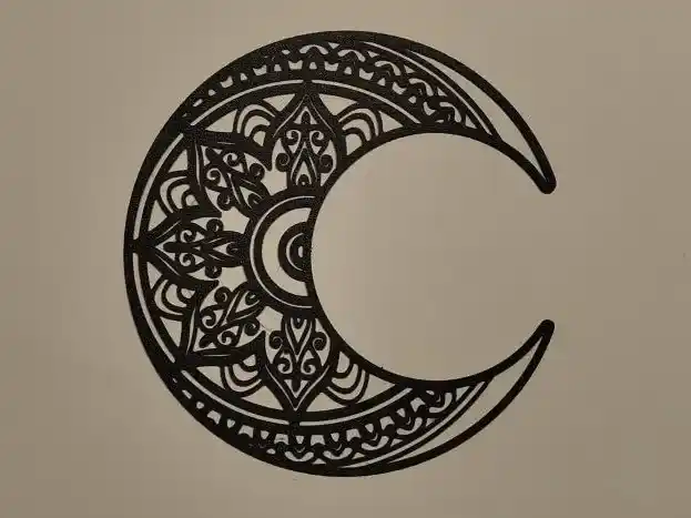 Tribal lotus flower on moon