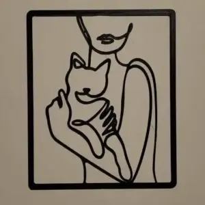 Woman and cat wall art