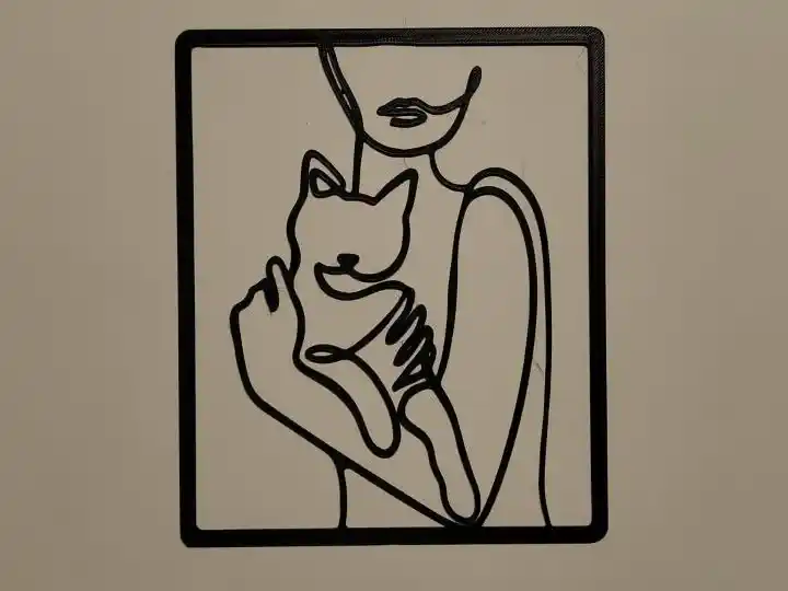 Woman and cat wall art
