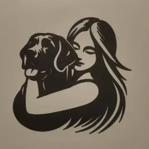 Woman and dog wall art