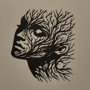 Woman head tree wall art