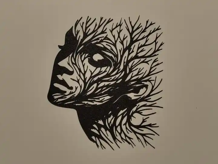 Woman head tree wall art